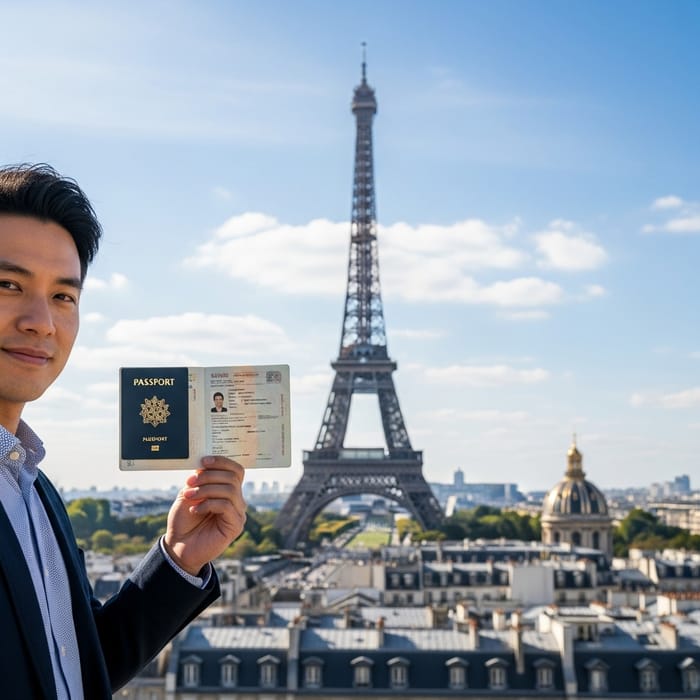 Visa Holder in Paris | Cityscape Background