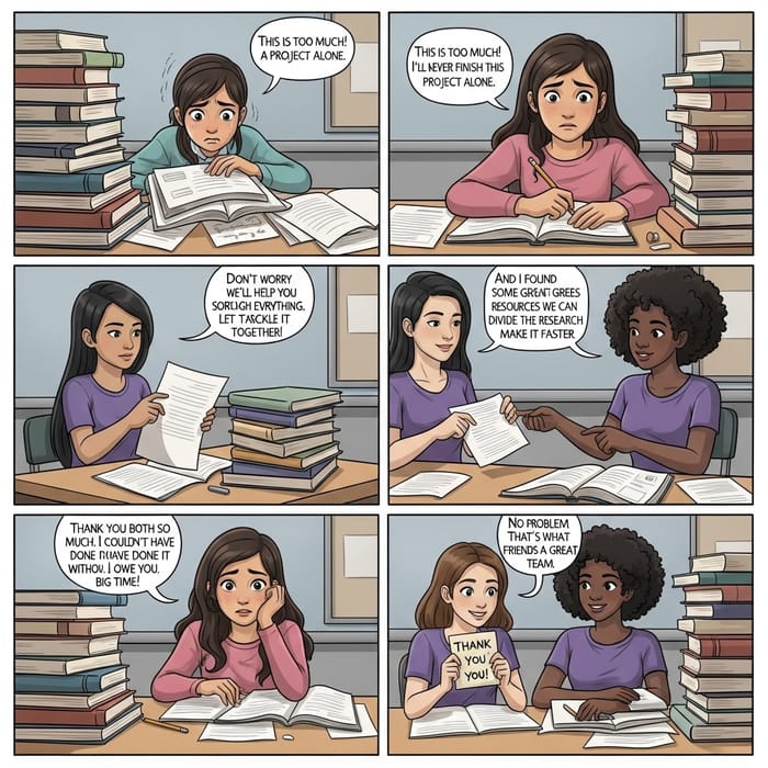 Girl's Debt of Gratitude - Friendship Comic Strip Girl's Debt of Gratitude - Friendship Comic Strip