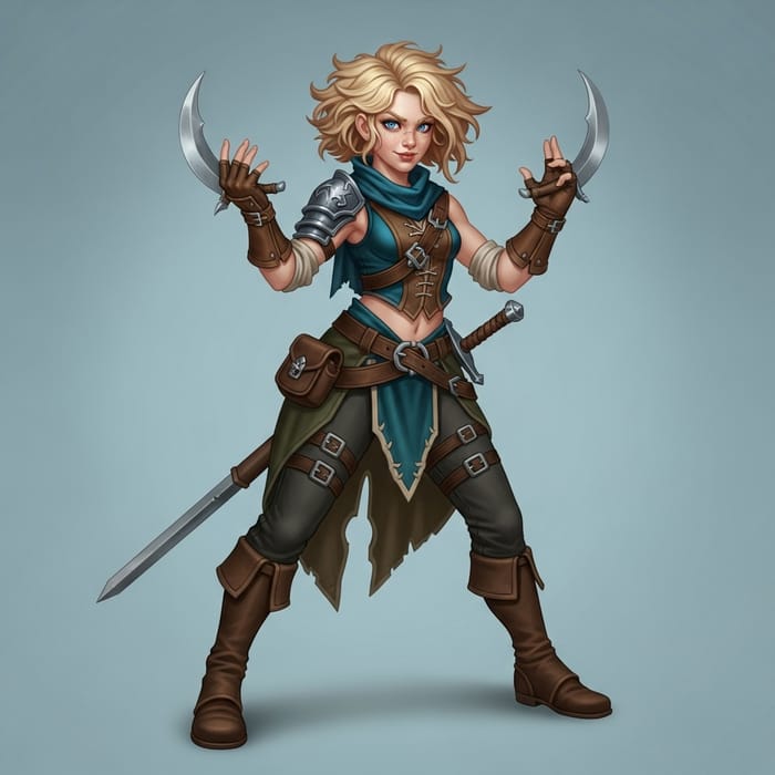 Blonde Human Rogue Girl - Young Adventurous Character