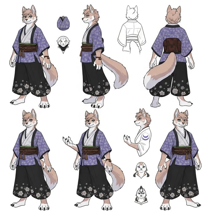 Colorful Furry Kemono Style Character Reference Sheet Colorful Furry Kemono Style Character Reference Sheet