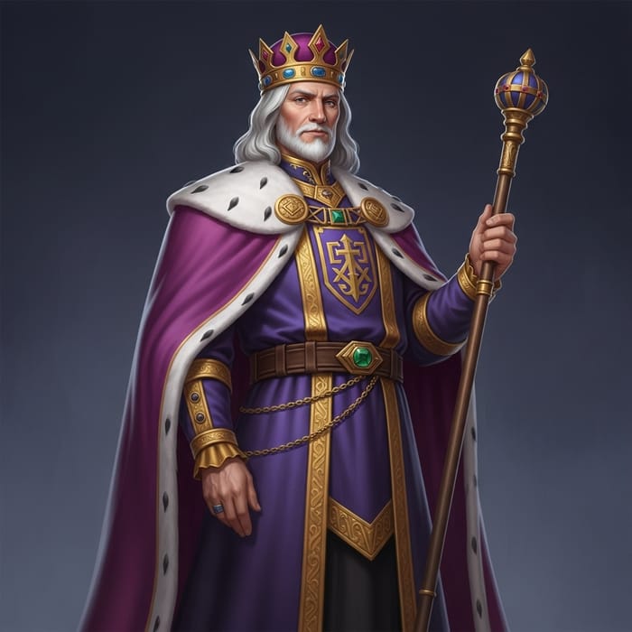 Regal King William in Ornate Purple Robes | Noble Monarch Regal King William in Ornate Purple Robes | Noble Monarch