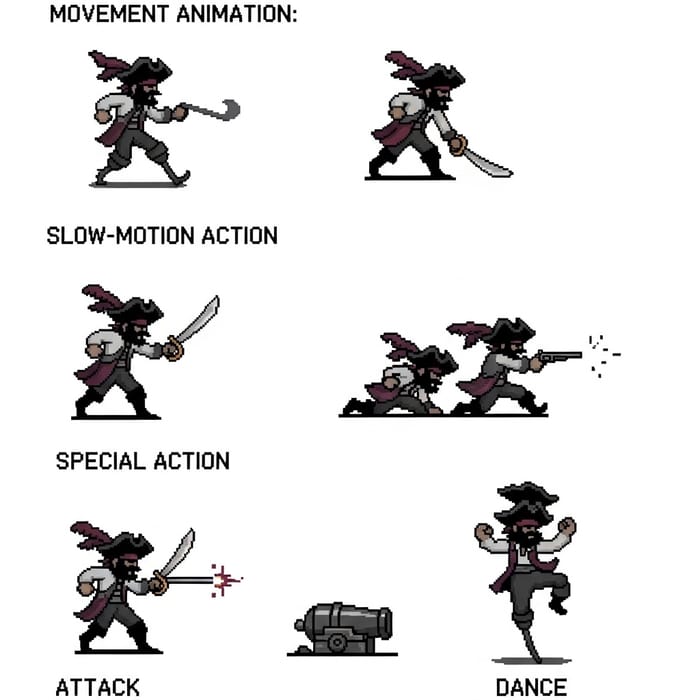 Pirate Character Animation Series: Various Actions, 15 Colors Pirate Character Animation Series: Various Actions, 15 Colors
