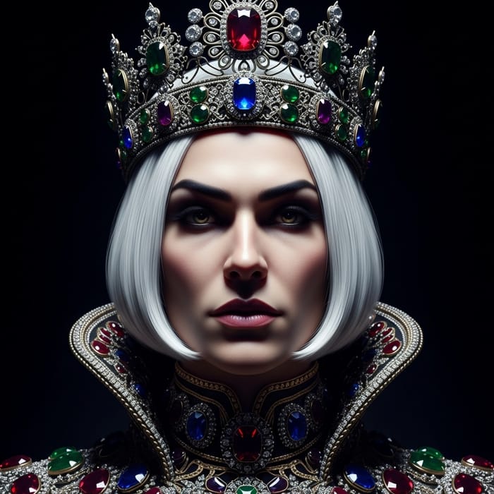 Philip Kirkorov with White Hair and Crown on Black Background