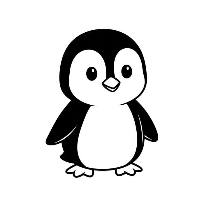 Simple Cartoon Penguin Coloring Page for Toddlers Simple Cartoon Penguin Coloring Page for Toddlers