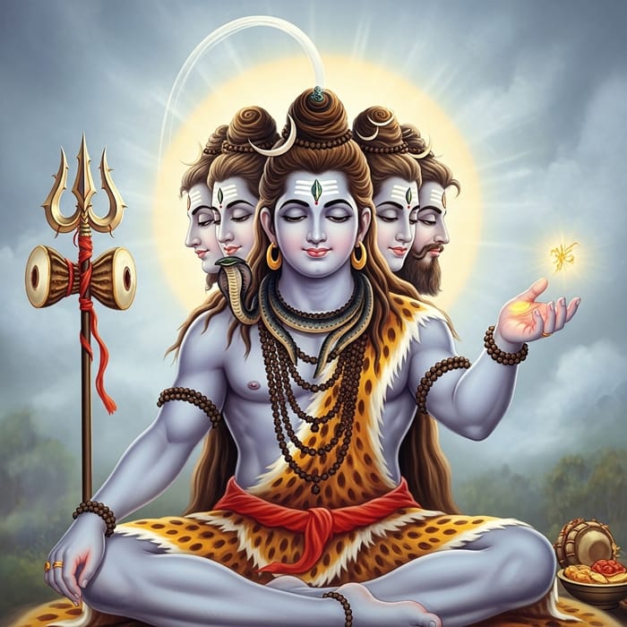 Lord Shiva with Five Faces - Divine Calmness and Wisdom