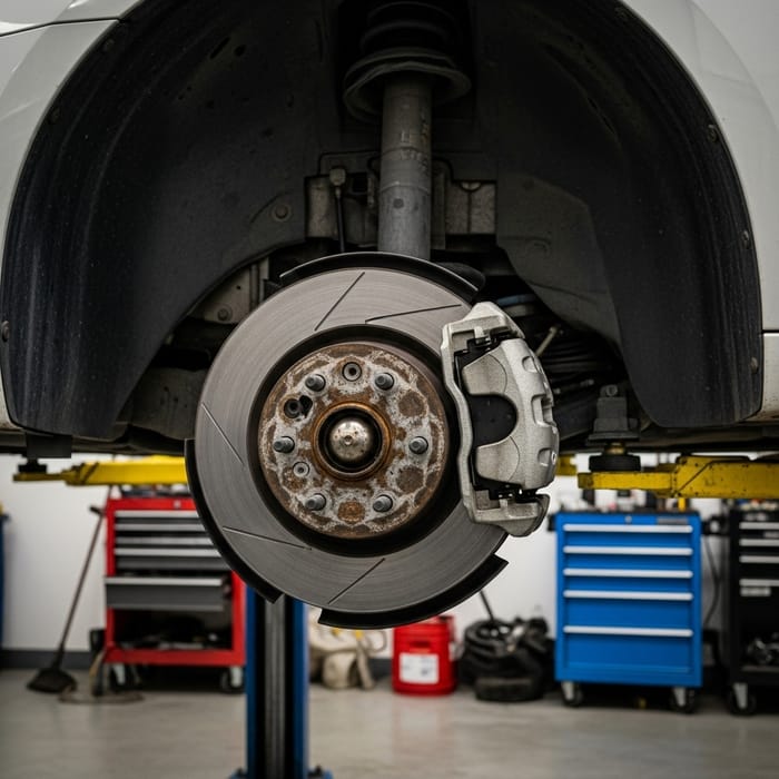 Car Brake System Close-Up View Car Brake System Close-Up View