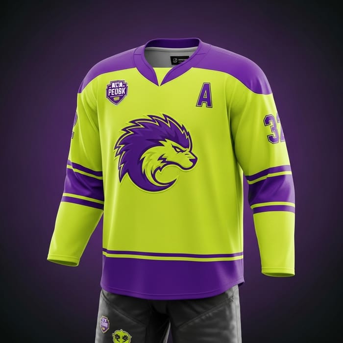 Distinct Neon Yellow & Purple Ice Hockey Jersey Collection