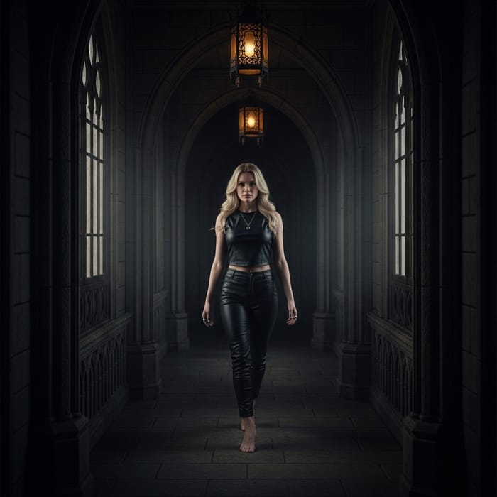 Blonde Woman in Mysterious Medieval Ambiance - Fantasy Cinematic Experience