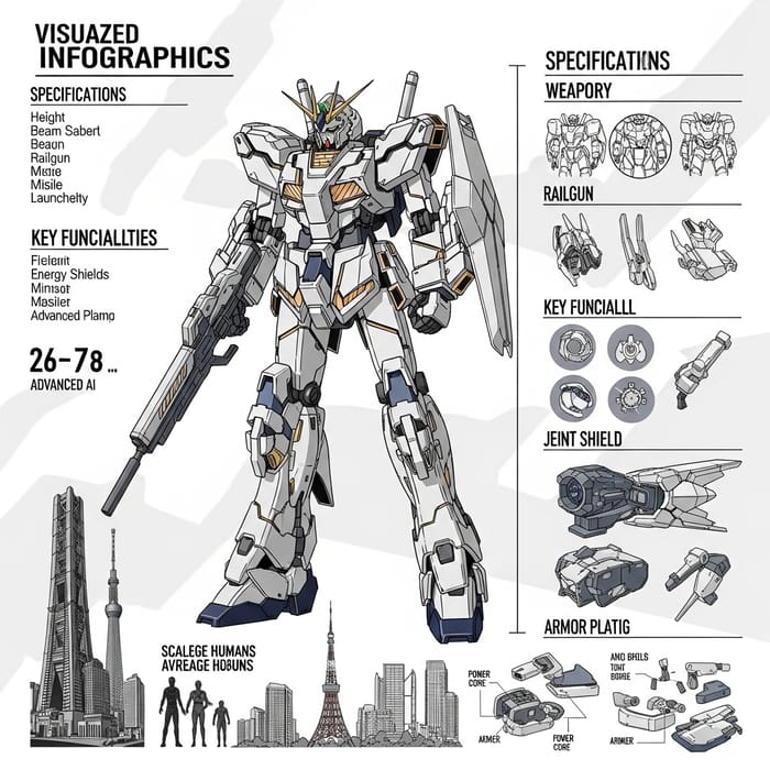 White Gundam Infographic - Anime Style & Specs White Gundam Infographic - Anime Style & Specs