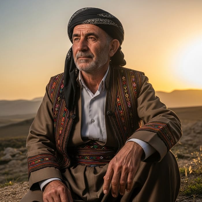 Kurdish Man Embracing Serenity Kurdish Man Embracing Serenity