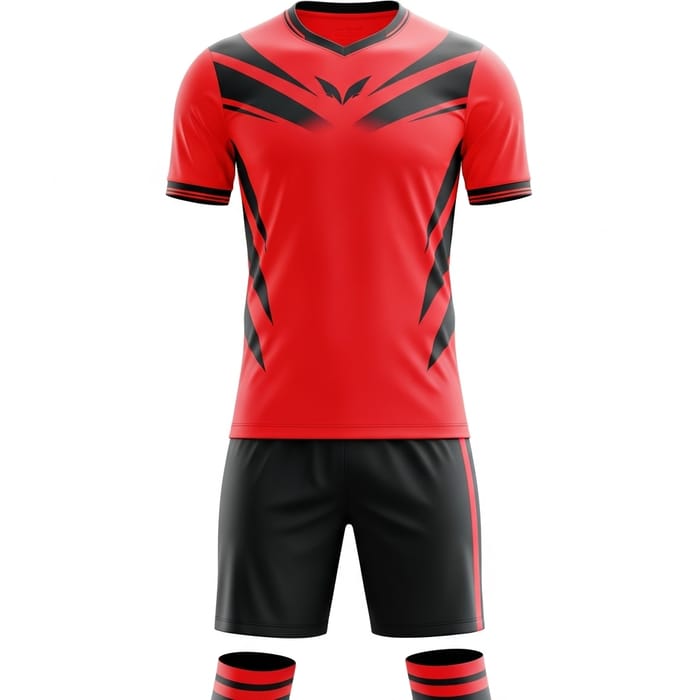 Bright Red and Black Soccer Jersey Design