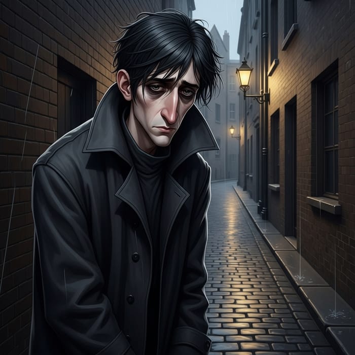 Gloomy Thin and Tall Young Man with Hawk-Like Nose Gloomy Thin and Tall Young Man with Hawk-Like Nose