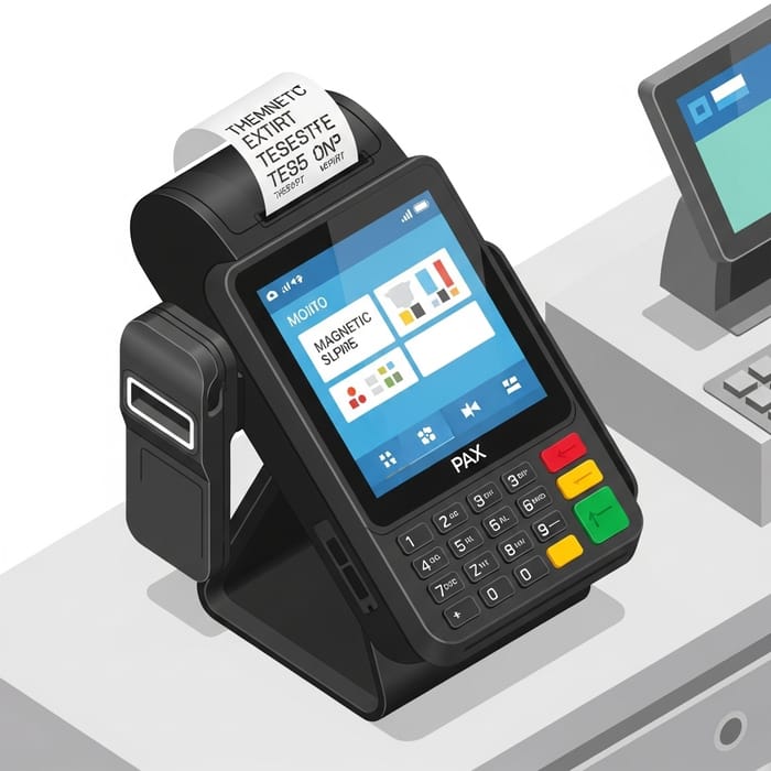 Isometric PAX A35 POS Terminal Technical Illustration Isometric PAX A35 POS Terminal Technical Illustration