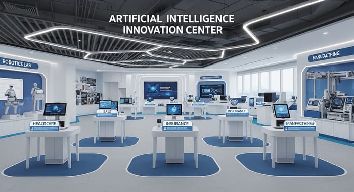AI Innovation Center: Modern Hi-Tech Rooms and Robotics Lab AI Innovation Center: Modern Hi-Tech Rooms and Robotics Lab