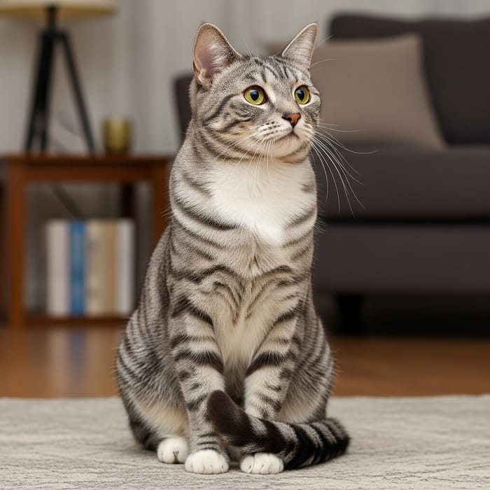 Beautiful Gray and White Cat | Furry Domestic Feline Beautiful Gray and White Cat | Furry Domestic Feline