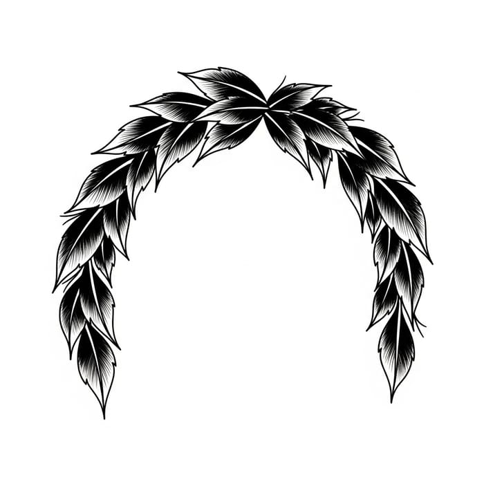 Vintage American Tattoo with Black Leaves Vintage American Tattoo with Black Leaves