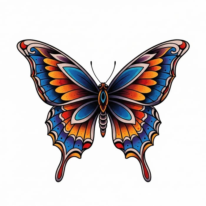 Traditional Butterfly Tattoo Design - Mariposa Tradicional Traditional Butterfly Tattoo Design - Mariposa Tradicional