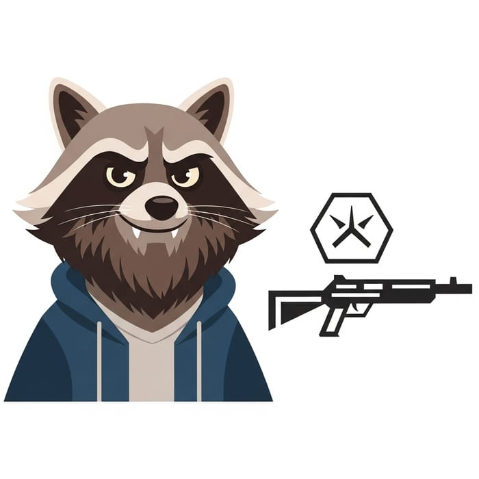 Anthropomorphic Raccoon with Beard | Animated Gun Logo