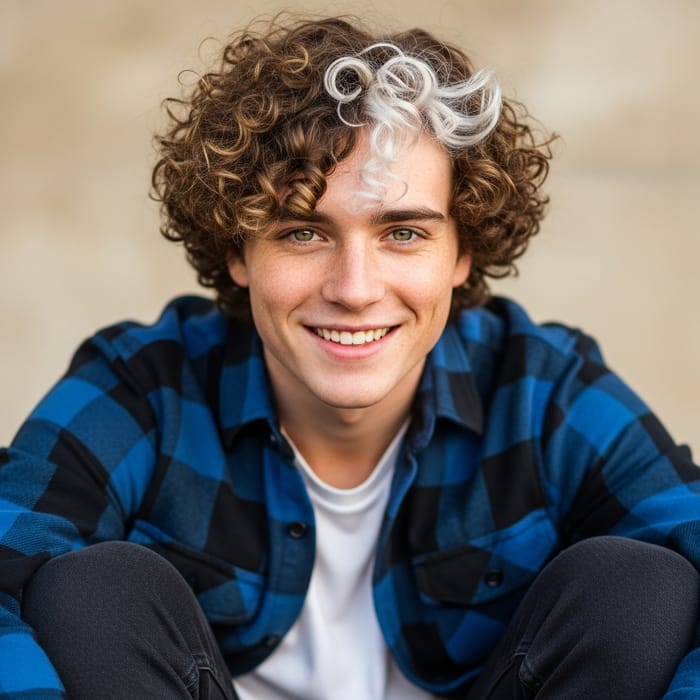 Charismatic Young Man with Curly Golden Brown Hair Charismatic Young Man with Curly Golden Brown Hair