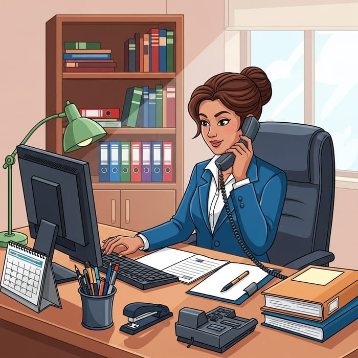 Professional Secretary in a Modern Office Setting Professional Secretary in a Modern Office Setting