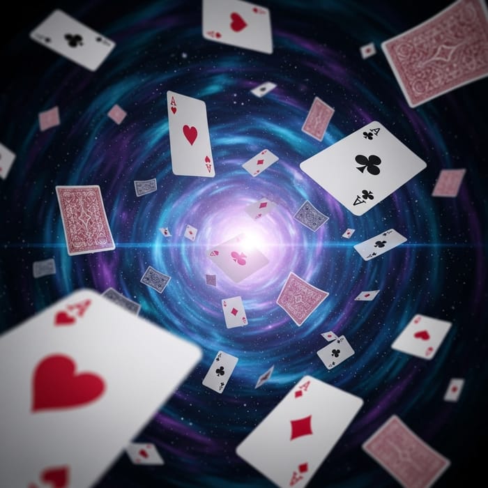Enchanting Dark Background with Hovering Cards