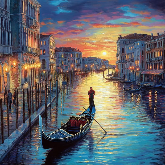 Romantic Gondola Ride in Venice at Sunset