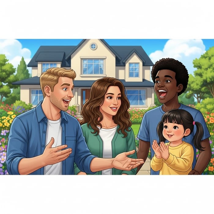 Happy Family Outdoors | Joyful Multicultural Scene