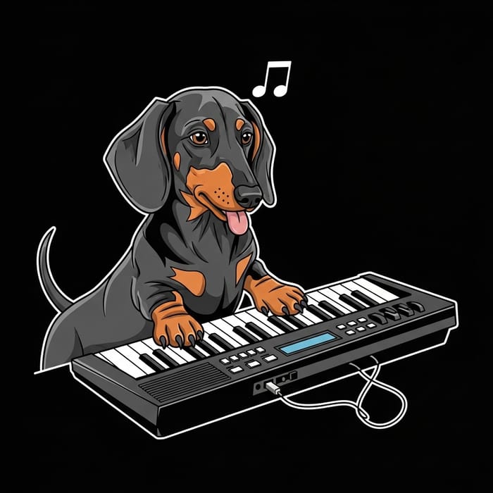 Quirky Dachshund Keyboard Vector Graphic for T-Shirt Designs