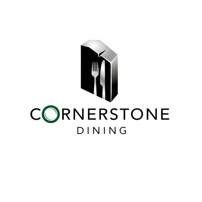 Cornerstone Dining Logo Design in Black, Green & Silver