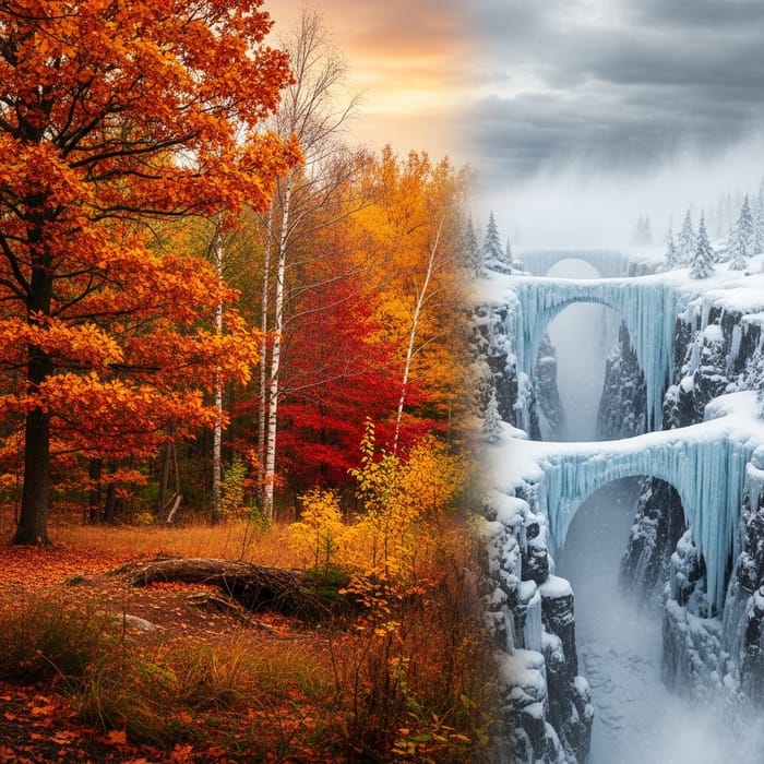 Golden Autumn Transition to Fierce Blizzard