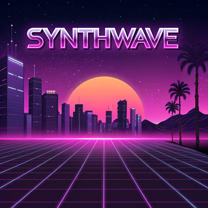 Retro-Futuristic Synthwave Landscape Art