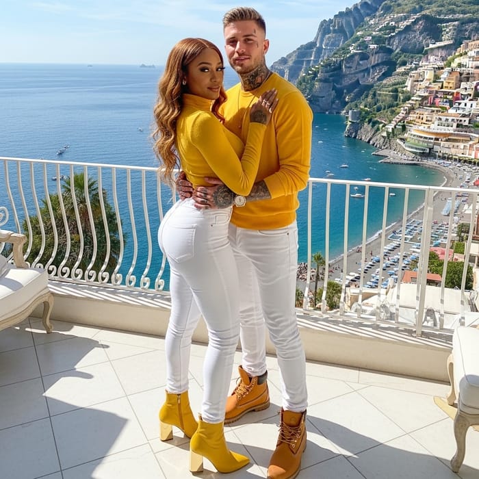 Luxurious Couple Embracing in Amalfi Coast Penthouse Luxurious Couple Embracing in Amalfi Coast Penthouse