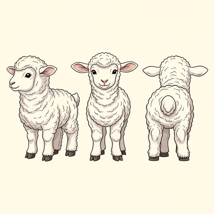 Cute Sheep Baby Poses in Vector Style | Charming Illustration Cute Sheep Baby Poses in Vector Style | Charming Illustration