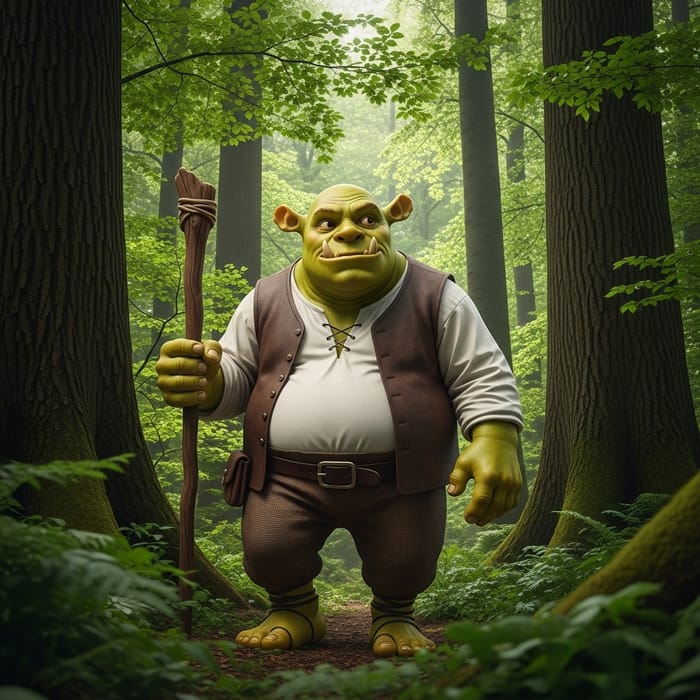 Large Green Ogre Hunting in Forest - Shrek Style