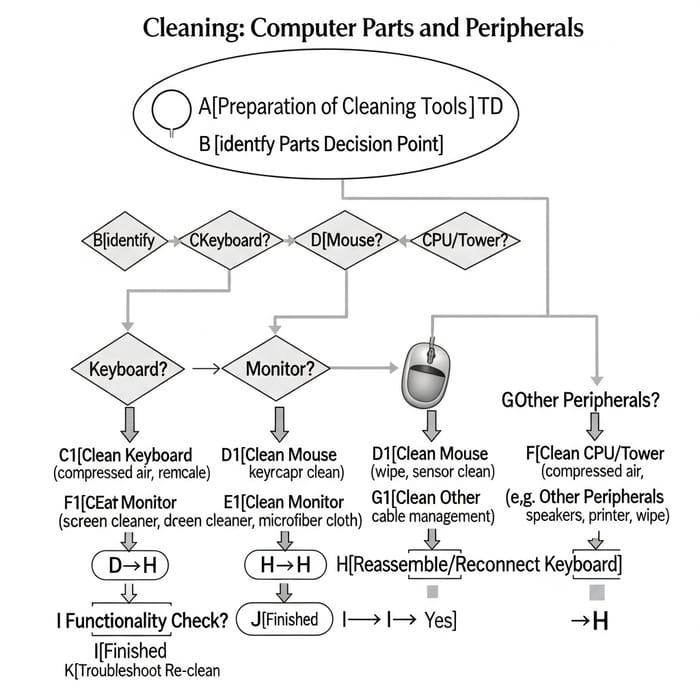 Basic Flowchart Symbols for Cleaning Computer Parts Process