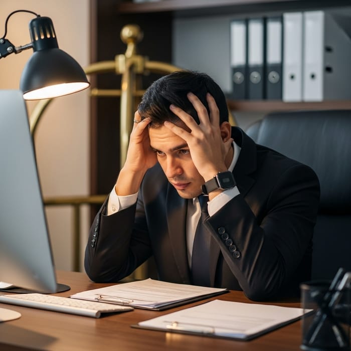 Emotional Hispanic Hotel Worker Contemplating Job Insecurity Emotional Hispanic Hotel Worker Contemplating Job Insecurity