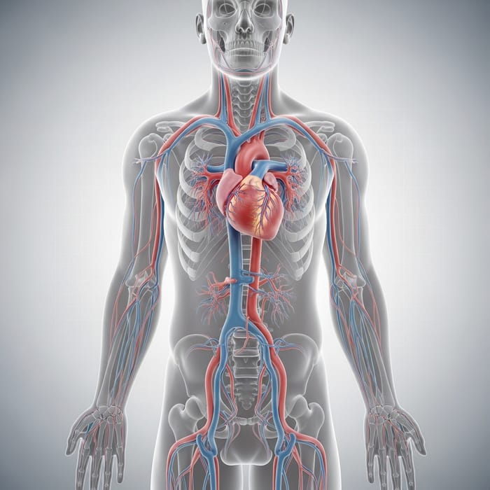 Human Body Illustration Focused on Heart Anatomy Human Body Illustration Focused on Heart Anatomy