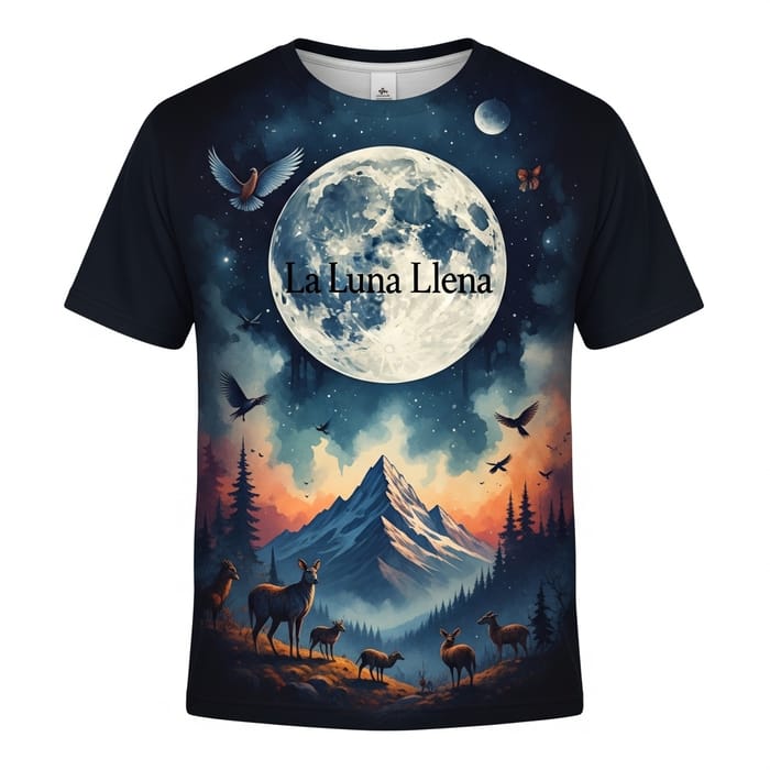 Dark Fantasy Moon & Night Sky T-shirt Design | Mountain Wildlife Scenery Dark Fantasy Moon & Night Sky T-shirt Design | Mountain Wildlife Scenery