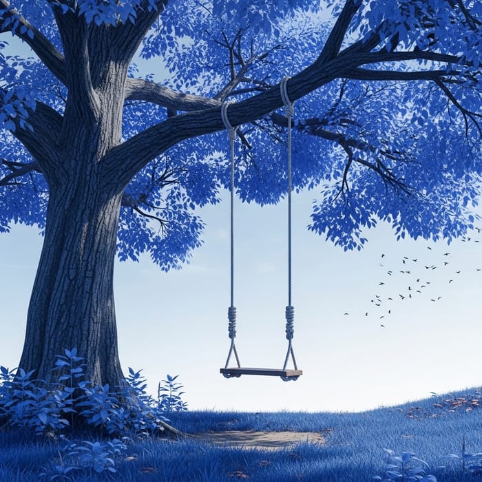Blue Tree Swing in Nature Blue Tree Swing in Nature