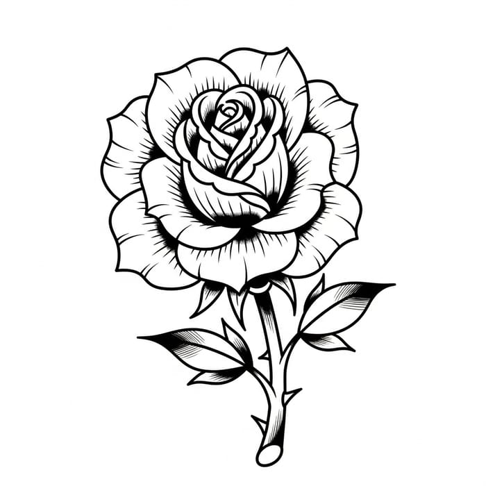 Classic American Traditional Rose Coloring Design