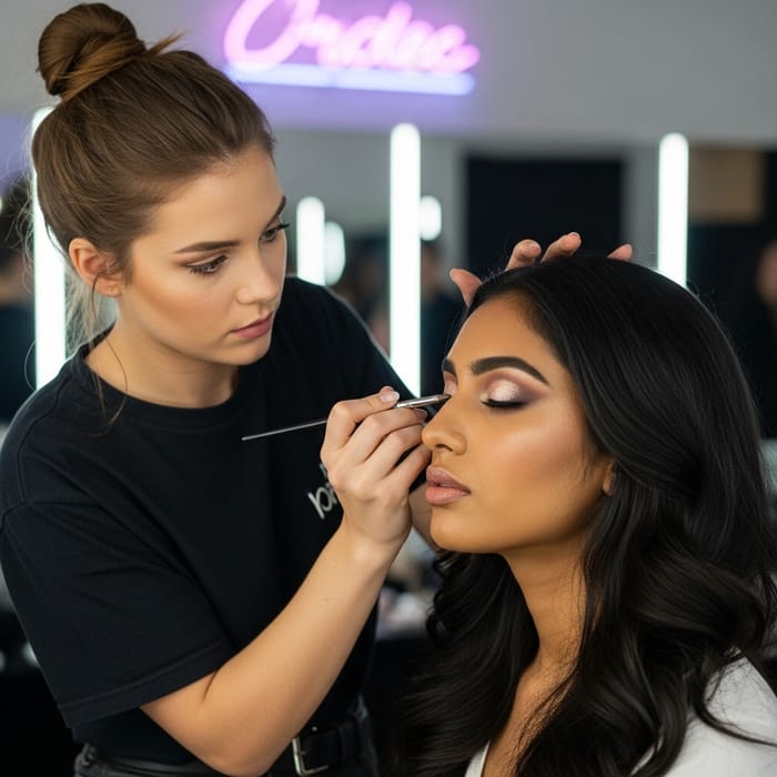 Professional Makeup Artist Crafting Beauty