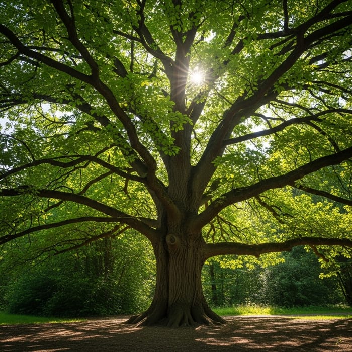 Serene Tree in a Peaceful Forest: A Symbol of Tranquility Serene Tree in a Peaceful Forest: A Symbol of Tranquility