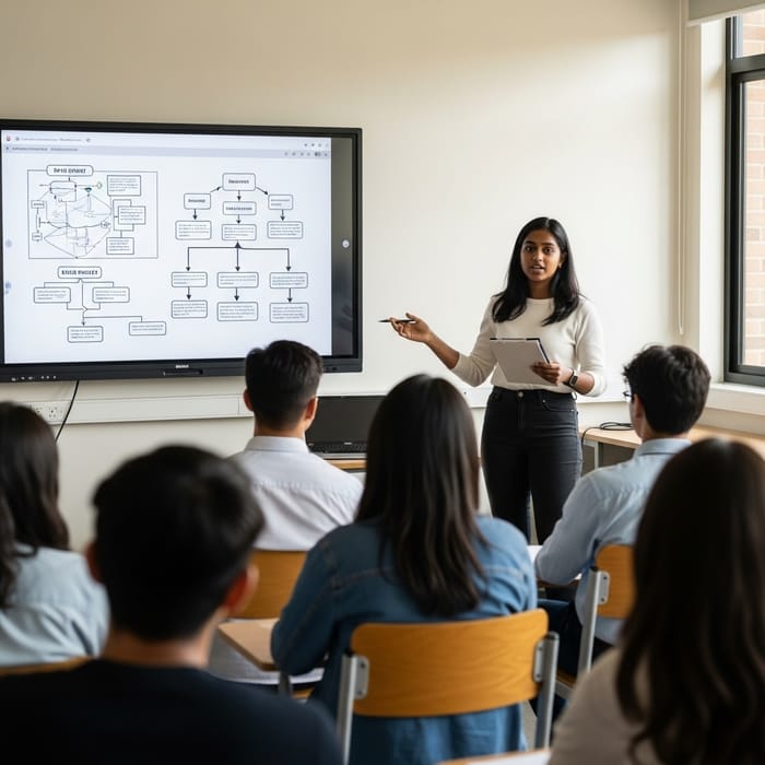 Female Student Presenting Project in Class Female Student Presenting Project in Class