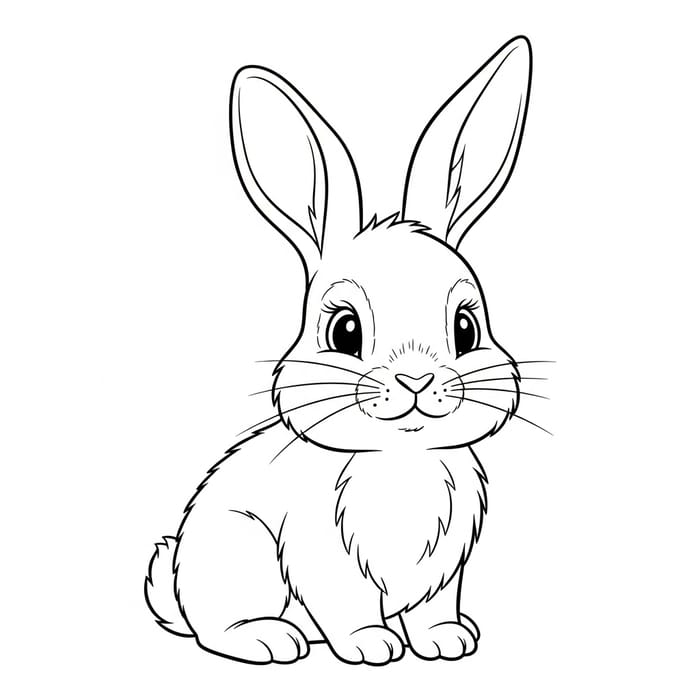 Simple and Friendly Bunny Coloring Page for Kids Simple and Friendly Bunny Coloring Page for Kids