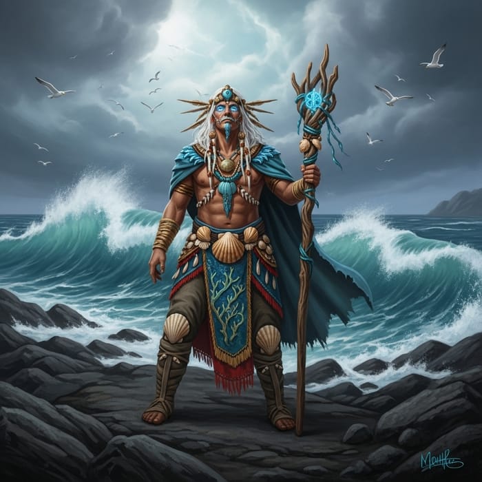 Shaman of the Sea: Mystical Figure & Ocean Wisdom Shaman of the Sea: Mystical Figure & Ocean Wisdom