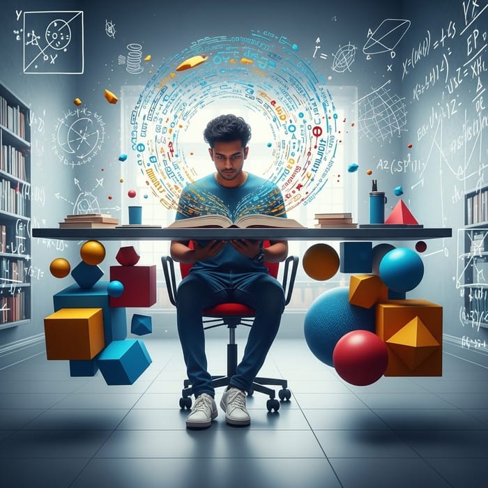 Surreal Abstract College Student Immersed in Learning Surreal Abstract College Student Immersed in Learning
