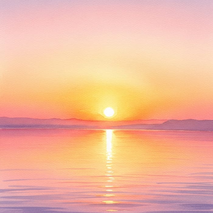 Tranquil Watercolor Sunrise Painting | Ethereal Landscape Art Tranquil Watercolor Sunrise Painting | Ethereal Landscape Art