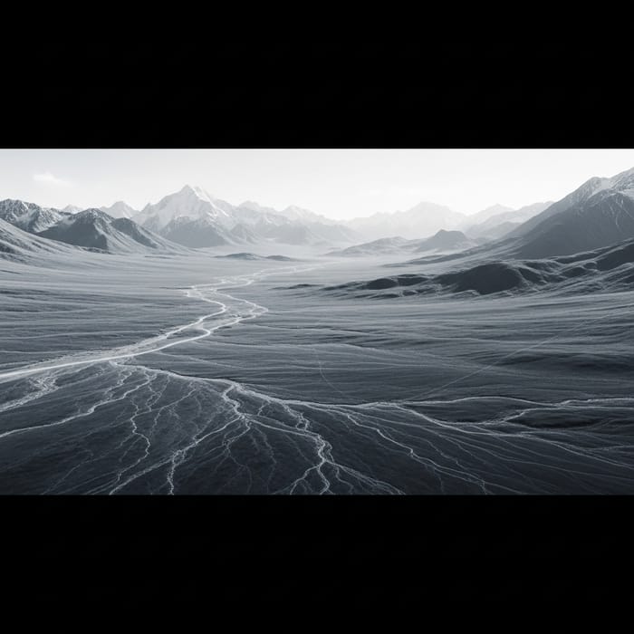 Panoramic Barren Terrain & Snow-Capped Peaks