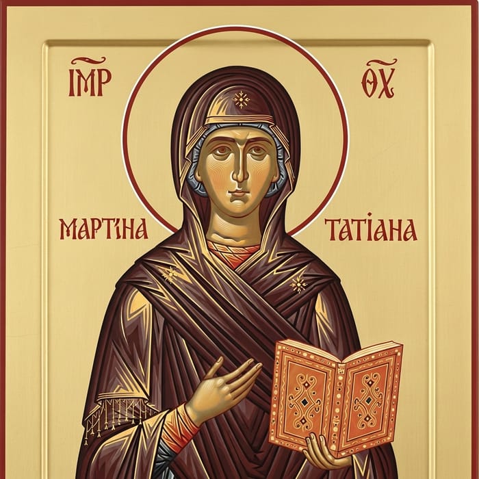 Holy Martyr Tatiana Icon in Monochromatic Style