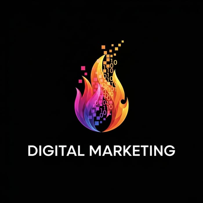 Innovative Digital Marketing Logo Design with Fire Element Innovative Digital Marketing Logo Design with Fire Element